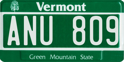 VT license plate ANU809