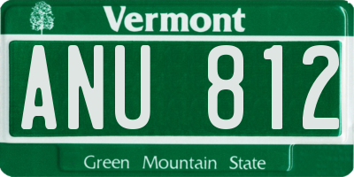 VT license plate ANU812