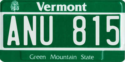 VT license plate ANU815