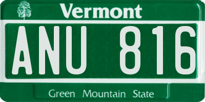 VT license plate ANU816