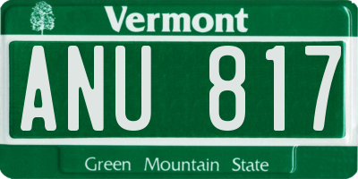 VT license plate ANU817