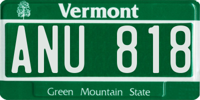VT license plate ANU818