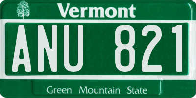 VT license plate ANU821