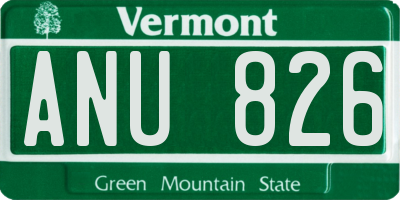 VT license plate ANU826