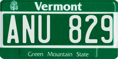 VT license plate ANU829