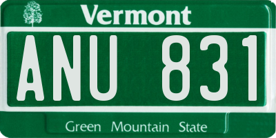 VT license plate ANU831