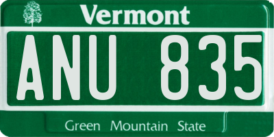 VT license plate ANU835