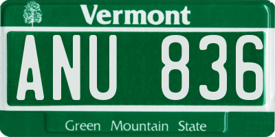 VT license plate ANU836