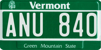 VT license plate ANU840