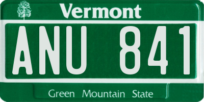VT license plate ANU841
