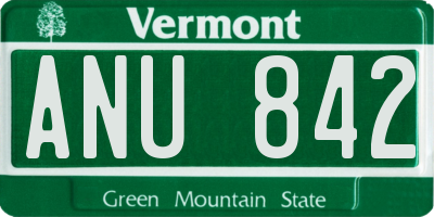 VT license plate ANU842