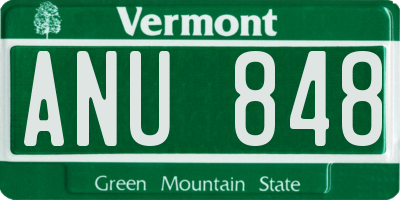 VT license plate ANU848
