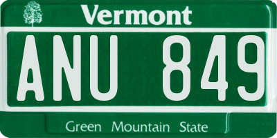 VT license plate ANU849
