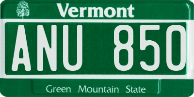 VT license plate ANU850