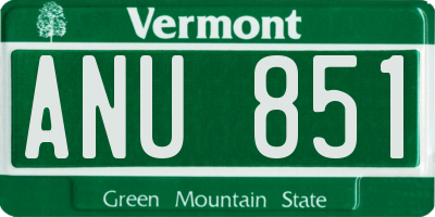 VT license plate ANU851