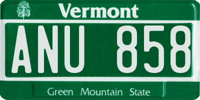 VT license plate ANU858
