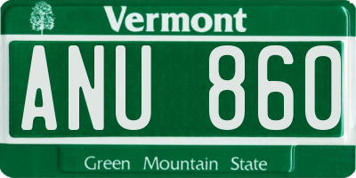 VT license plate ANU860
