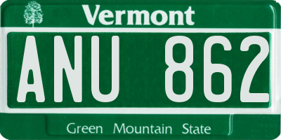 VT license plate ANU862