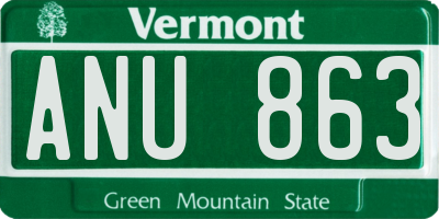 VT license plate ANU863