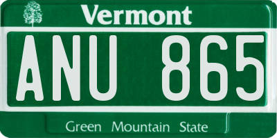 VT license plate ANU865