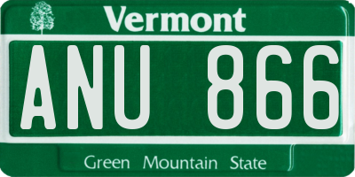 VT license plate ANU866