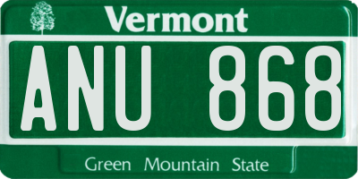 VT license plate ANU868