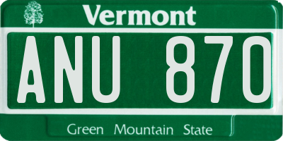 VT license plate ANU870