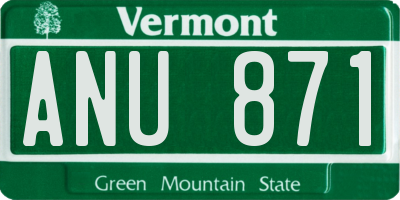 VT license plate ANU871