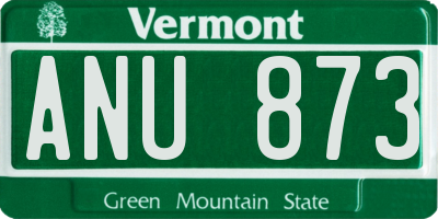 VT license plate ANU873