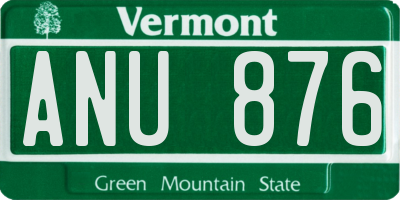 VT license plate ANU876