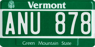 VT license plate ANU878