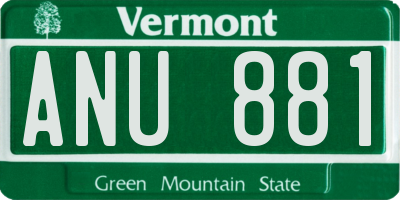 VT license plate ANU881