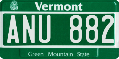 VT license plate ANU882
