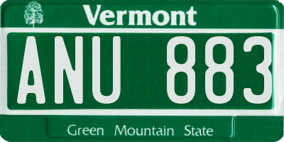 VT license plate ANU883
