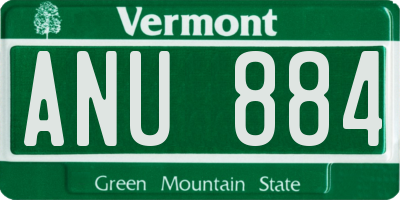 VT license plate ANU884