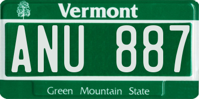 VT license plate ANU887