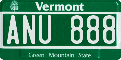 VT license plate ANU888