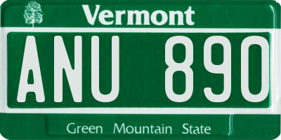 VT license plate ANU890