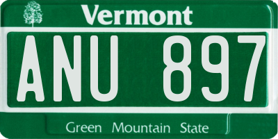 VT license plate ANU897