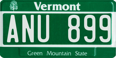 VT license plate ANU899