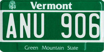 VT license plate ANU906