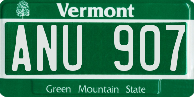 VT license plate ANU907