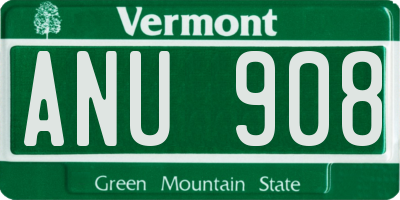 VT license plate ANU908