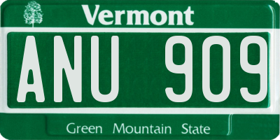 VT license plate ANU909