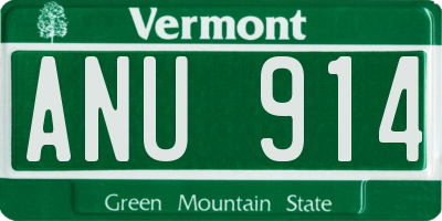 VT license plate ANU914