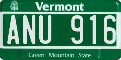 VT license plate ANU916