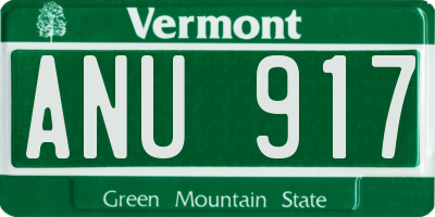 VT license plate ANU917