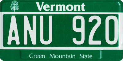 VT license plate ANU920