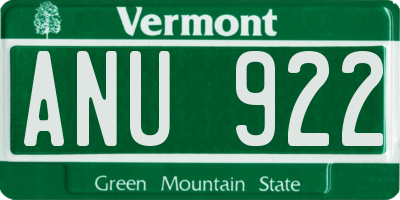 VT license plate ANU922