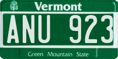 VT license plate ANU923